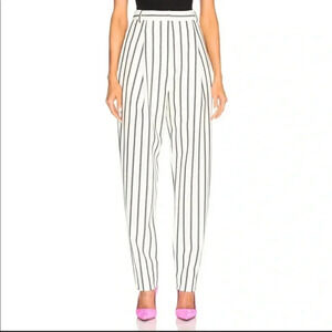 NEW Tibi Lucci Stripe White Ivory Black Pleat Pant Pants 4